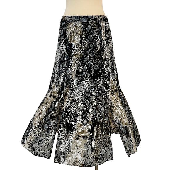 Alice + Olivia Athena Snake-Print Burnout Midi Skirt Silk Blend 12 - Picture 1 of 11